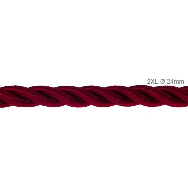 Electric Cable XL Glossy Bordeaux Cord 3x Spiral Braided 300 / Electric Cable XL Glossy Bordeaux Cord 3x Spiral Braided 300 /