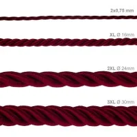 Electric Cable XL Glossy Bordeaux Cord 3x Spiral Braided 300 / Electric Cable XL Glossy Bordeaux Cord 3x Spiral Braided 300 /