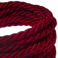 Cavo Elettrico Cordone XL In Bordeaux Lucido 3x Trecciato A