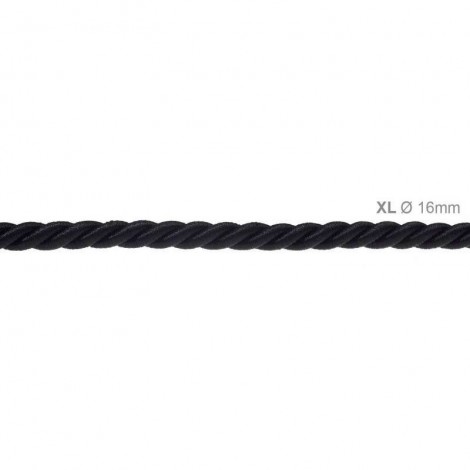 Cavo Elettrico Cordone XL In Nero Lucido 3x Trecciato A Spirale
