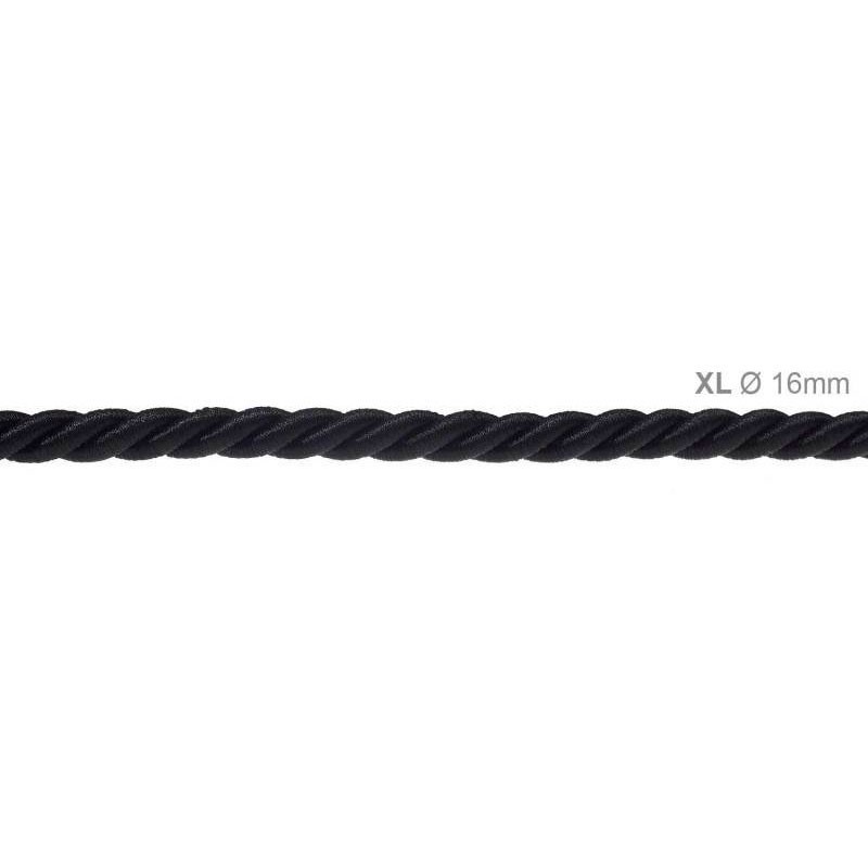 Cavo Elettrico Cordone XL In Nero Lucido 3x Trecciato A Spirale