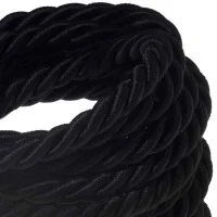 Cavo Elettrico Cordone XL In Nero Lucido 3x Trecciato A Spirale
