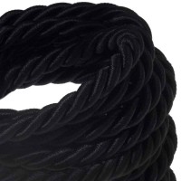 Electric Cable XL Black Glossy Cord 3x Spiral Braided 300 /