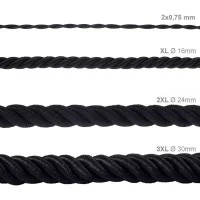 Electric Cable XL Black Glossy Cord 3x Spiral Braided 300 /