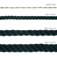 Electric Cable XL Glossy Dark Green Cord 3x Spiral Braided 300 Electric Cable XL Glossy Dark Green Cord 3x Spiral Braided 300