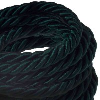 Cavo Elettrico Cordone XL In Verde Scuro Lucido 3x Trecciato A