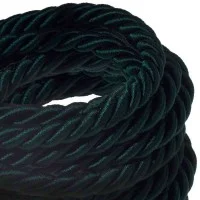 Cavo Elettrico Cordone XL In Verde Scuro Lucido 3x Trecciato A