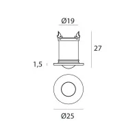 iLed Picrol LED Faretto Incasso Bianco Soffitto 1W 3000K 50°
