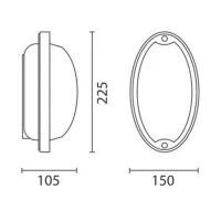 IGuzzini 7113 Ellipse E27 Applique Plafoniera Nera Per Esterno