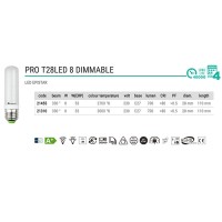 Marino Cristal Lampadina T28 PRO Tubo LED E27 8W 700lm