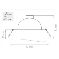Lampo DIK OR Adjustable Square Recessed Spotlight for False