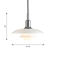 Louis Poulsen PH 3/2 Pendant Suspension Singol Lamp By Poul