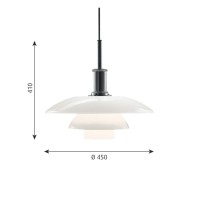 Louis Poulsen PH 4½-4 Glass Pendant Suspension Singol Lamp By