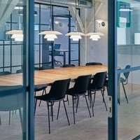 Louis Poulsen PH 4½-4 Glass Pendant Suspension Singol Lamp By