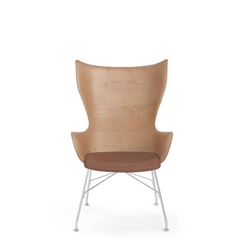 Kartell K/wood legno slatted ash e pelle poltroncina