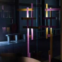 Oluce LAS Floor Lamp Matt Black Grey Triple Lighting Floor By
