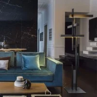 Oluce LAS Floor Lamp Matt Black Grey Triple Lighting Floor By
