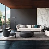 Oluce LAS Floor Lamp Matt Black Grey Triple Lighting Floor By