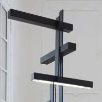 Oluce LAS Floor Lamp Matt Black Grey Triple Lighting Floor By