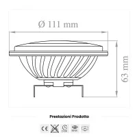 Lampo AR111 COB LED Bulb G53 15W 45° 12Volt Aluminum High