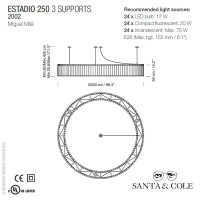 Santa & Cole Estadio 250 supports Pendant Big Glass Chandelier