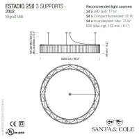 Santa & Cole Estadio 250 supports Pendant Big Glass Chandelier