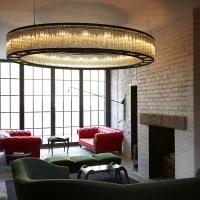Santa & Cole Estadio 250 supports Pendant Big Glass Chandelier