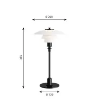 Louis Poulsen PH 2/1 Table Lamp in Blown White Opal Glass By