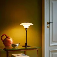 Louis Poulsen PH 2/1 Table Lamp in Blown White Opal Glass By