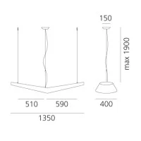 Artemide Mouette LED 55W Symmetric Suspension Lamp White By Artemide Mouette LED 55W Symmetric Suspension Lamp White By