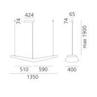Artemide Mouette LED 55W Symmetric Suspension Lamp White By