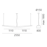 Artemide Mouette LED 105W Simmetrica 2500 Lampada a Sospensione