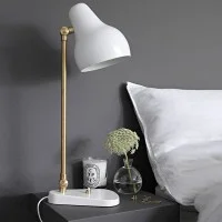 Louis Poulsen VL38 Table Lamp White and Brass By Vilhelm