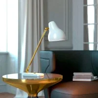 Louis Poulsen VL38 Table Lamp White and Brass By Vilhelm