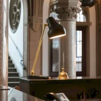 Louis Poulsen VL38 Table Lamp Black and Brass By Vilhelm