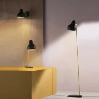 Louis Poulsen VL38 Floor Lamp Black and Brass By Vilhelm Louis Poulsen VL38 Floor Lamp Black and Brass By Vilhelm