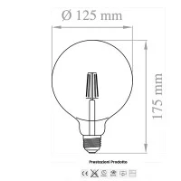 Lampo Globe Light ø125 LED E27 8W 1055lm Transparent Glass Bulb