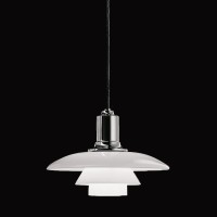 Louis Poulsen PH 2/1 Suspension in Blown White Opal Glass By