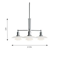 Louis Poulsen PH 2/1 Rigid Triple Suspension in Blown White