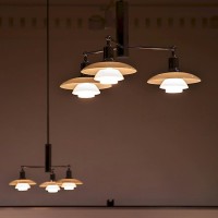 Louis Poulsen PH 2/1 Sospensione Tripla Rigida in Vetro Opalino
