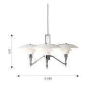 Louis Poulsen PH 2/1 Rigid Triple Suspension in Blown White