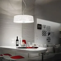 Ideal Lux Isa SP4 Suspension Lamp In Chromed Metal And White