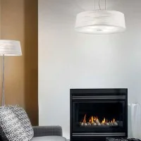 Ideal Lux Isa SP4 Suspension Lamp In Chromed Metal And White