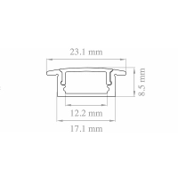 Lampo Aluminum Recessed Profile Kit 2 Meters For Strip Led