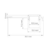 Lampo Aluminum Profile Kit Cut Of Light For Flush Wall 2 Meters