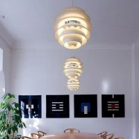 Louis Poulsen PH Snowball Suspension Lamp In White Aluminum By