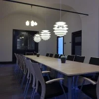 Louis Poulsen PH Snowball Suspension Lamp In White Aluminum By