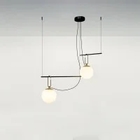 Artemide Nh S3 2 Arms Multiple Pendant Lamp Glass And Brass