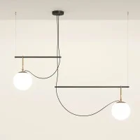 Artemide Nh S3 2 Arms Multiple Pendant Lamp Glass And Brass