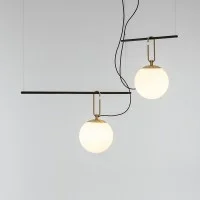 Artemide Nh S3 2 Arms Multiple Pendant Lamp Glass And Brass